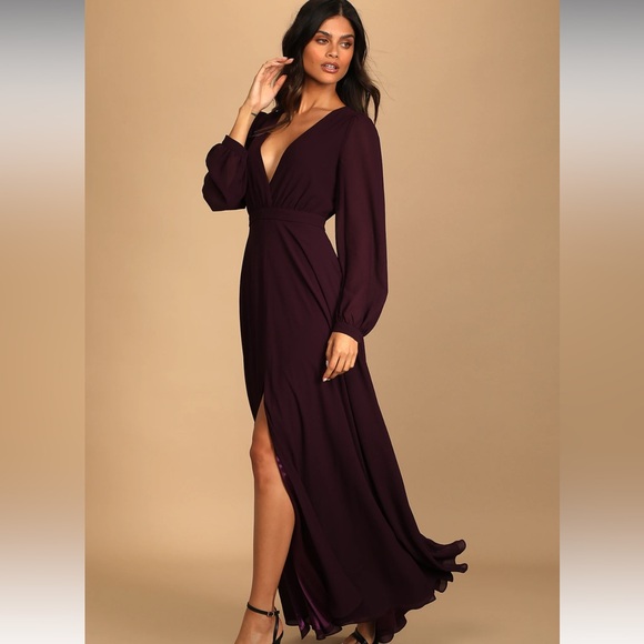 Lulus Adoring You Dark Purple Long Sleeve Maxi Dress - Picture 2 of 8